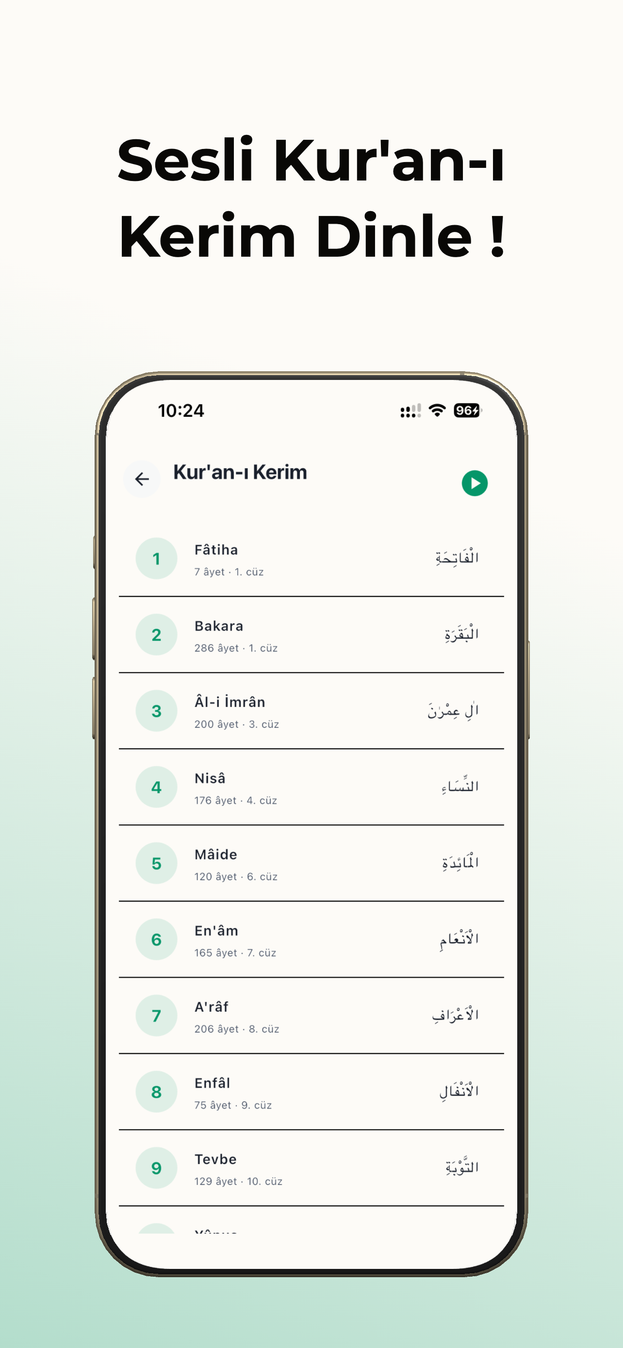 Has Vakit Kur'an-ı Kerim ekranı